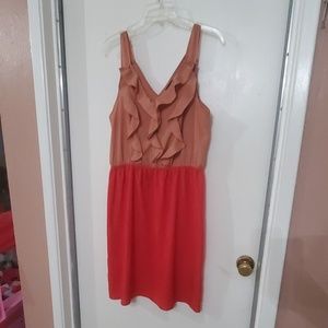 Rose Gold/Dark Coral Rifled Dress